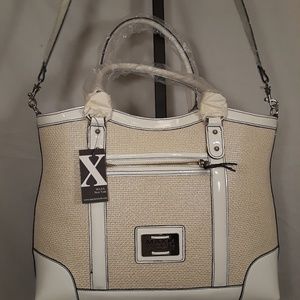 MAXX New York Signature Tote Bag, Beige and  White